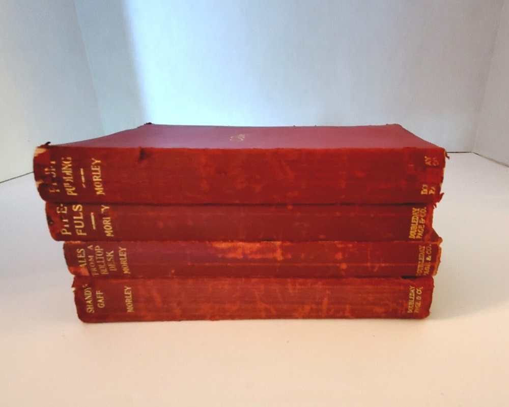 Christopher Morley Lot Of 4 Red Leather Bound Books. Plum Pudding and more